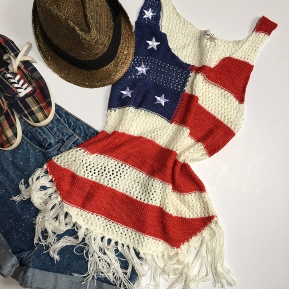 Crochet American Flag Tank with Fringe 🇺🇸 🇺🇸